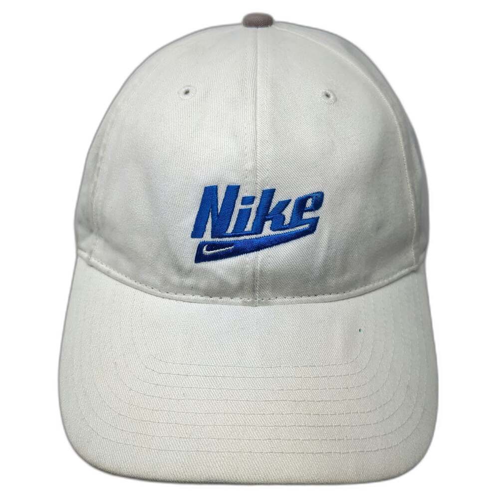 Nike Baseball Cap White Strapback Embroidered Logo Hat Cotton Curved Vintage